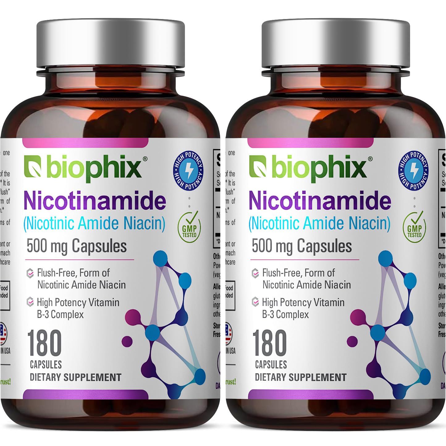 Biophix B-3 Nicotinamide 500 mg bottle - front view