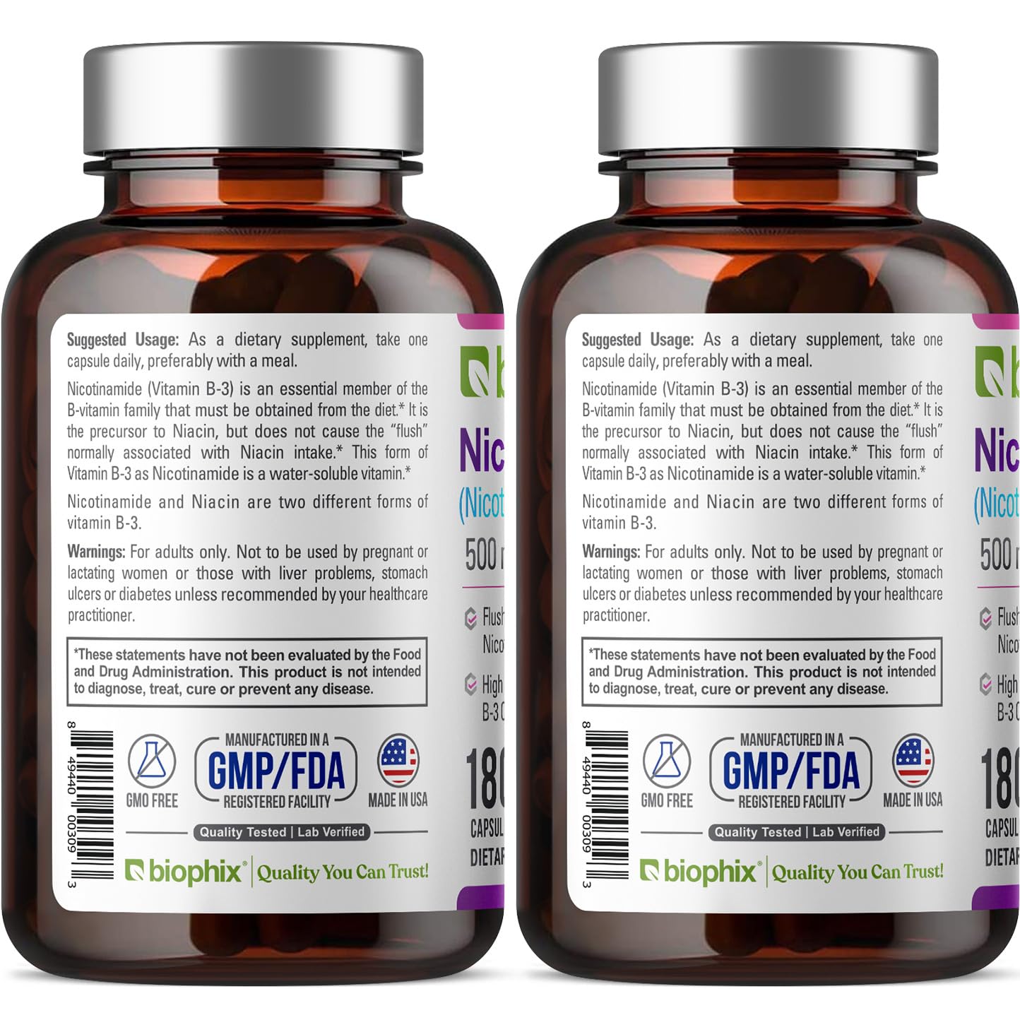 Promotional banner for Biophix B-3 Nicotinamide