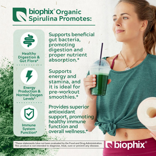 Biophix Organic Spirulina Powder jar with label