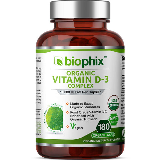 Biophix Organic Vitamin D-3 Complex bottle with turmeric — hero image