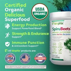 Beet Root and spirulina blend imagery for SpiruBeets