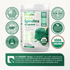 Spirulina powder being poured into a glass
