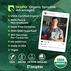 Close-up of Biophix Spirulina Powder label