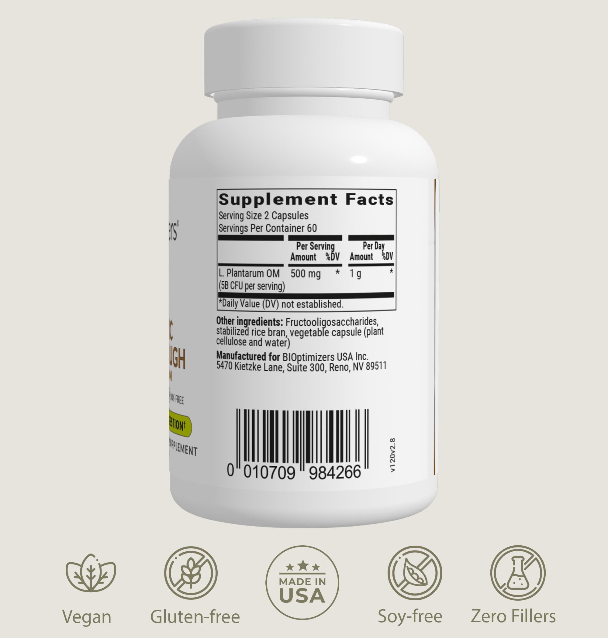 BIOptimizers Probiotic Breakthrough prebiotic enrichment graphic shows nourishment for probiotics.