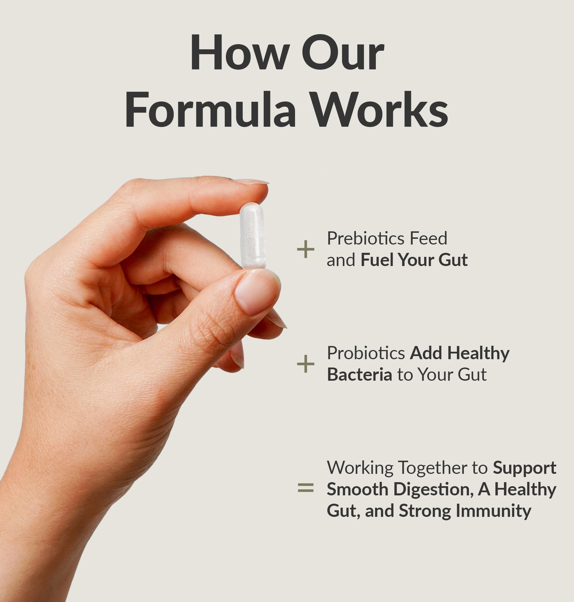 Serving idea showing capsule with prebiotic ingredients