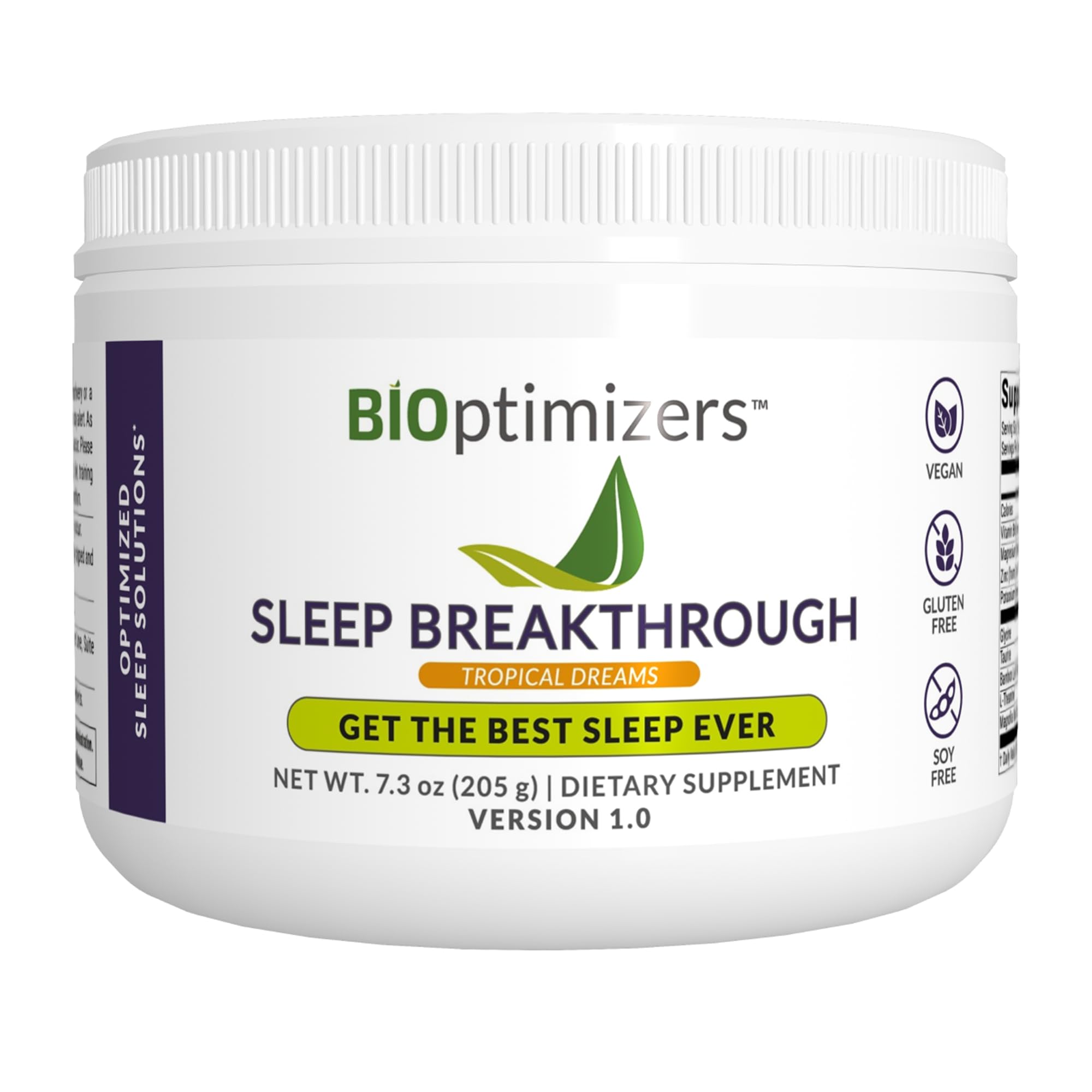BIOptimizers Sleep Breakthrough Tropical Dreams 202.5 g container on a desk
