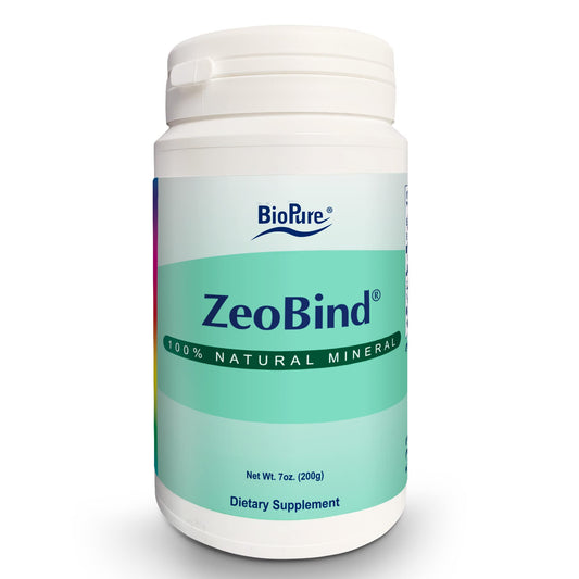 Front view of BioPure ZeoBind 200g container