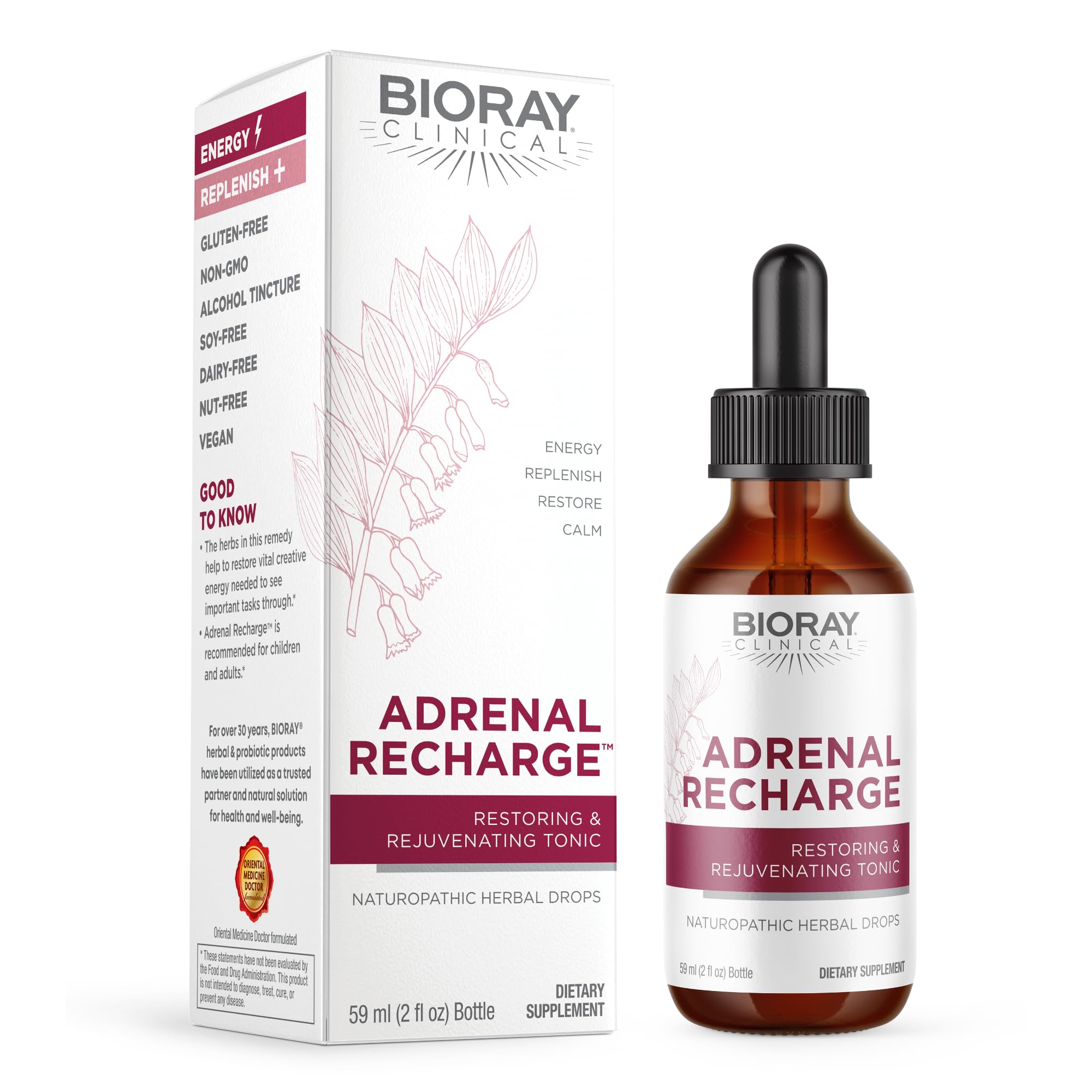 BIORAY Adrenal Recharge 2 fl oz bottle label