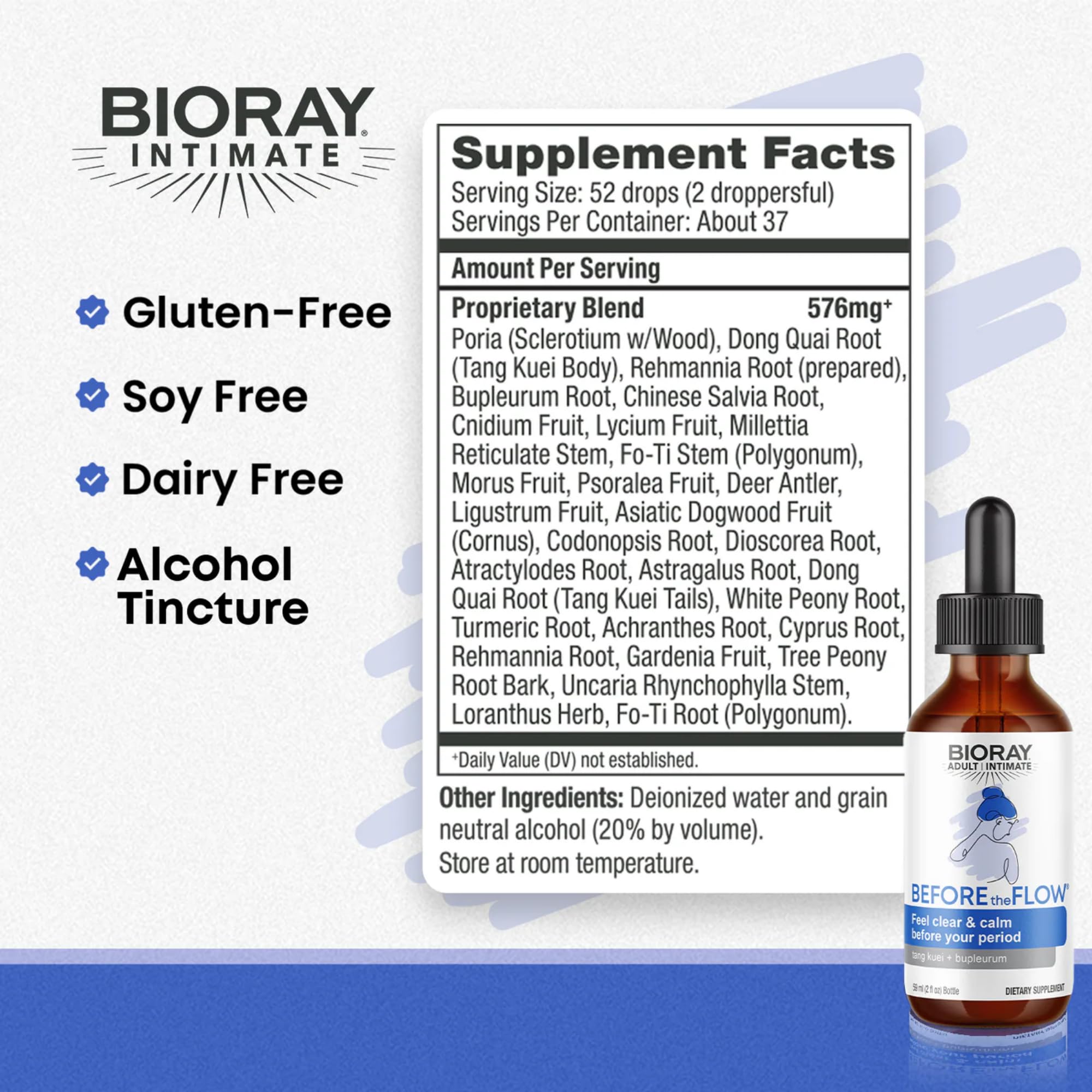 BIORAY Before the Flow label and ingredients