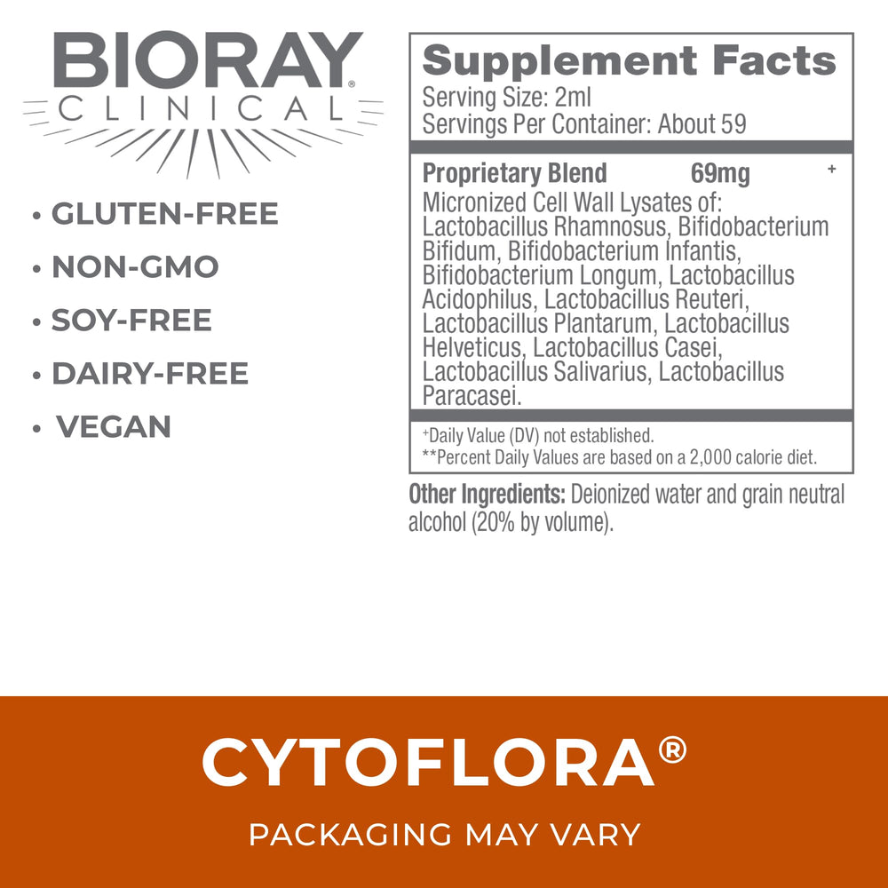 CytoFlora probiotic lysate tincture label