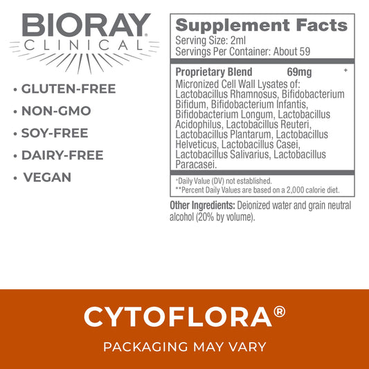 CytoFlora probiotic lysate tincture label