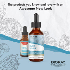 BIORAY Daily Liver Lover label closeup highlighting organic, vegan, gluten-free formula.