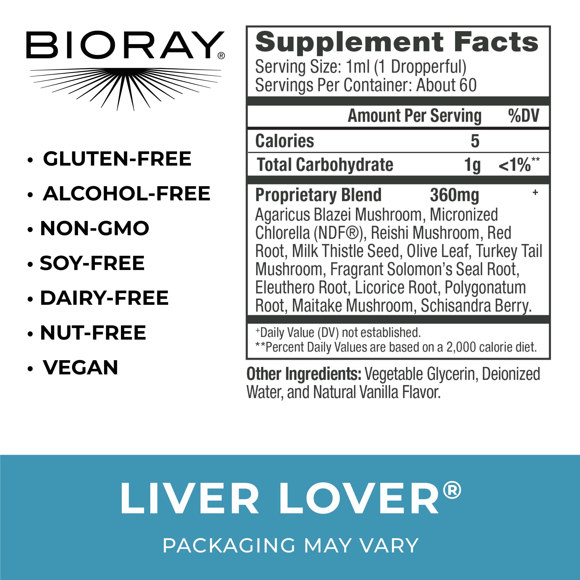 BIORAY Daily Liver Lover pour, convenient liquid supplement for energy balance.