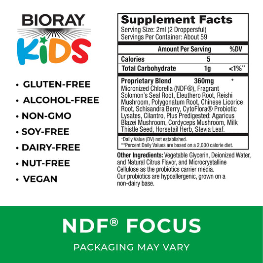 BIORAY Kids NDF Focus Citrus bottle with label