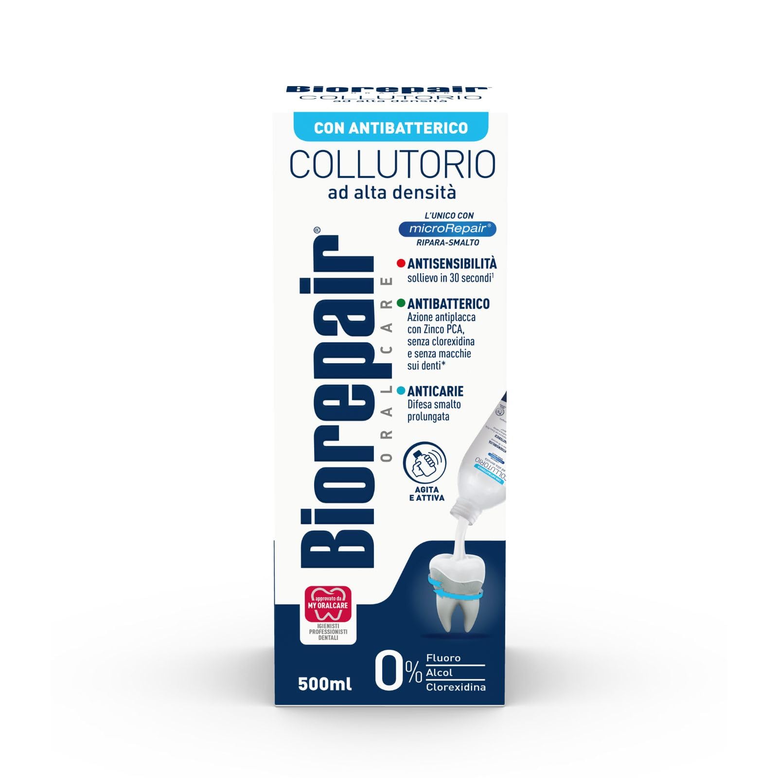 Side view of Biorepair Collutorio Mouthwash bottle