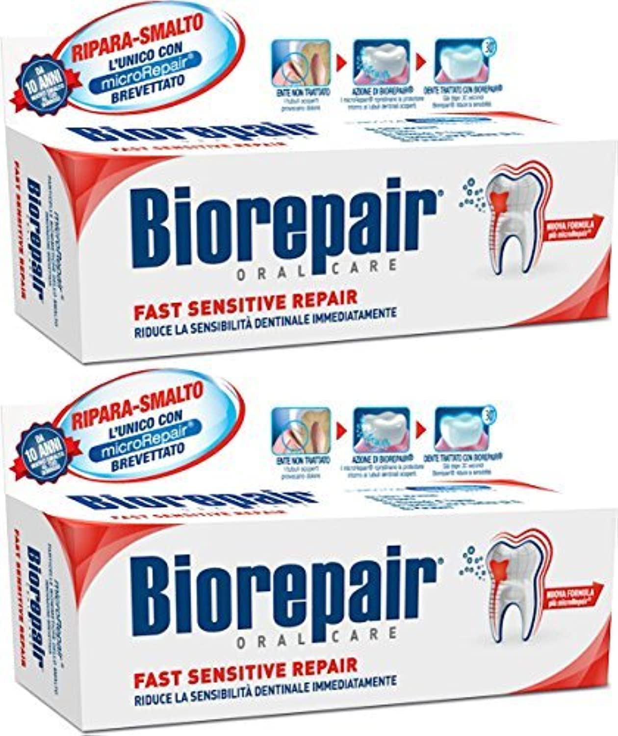 Biorepair enamel repair toothpaste with microRepair – 2x75ml tubes