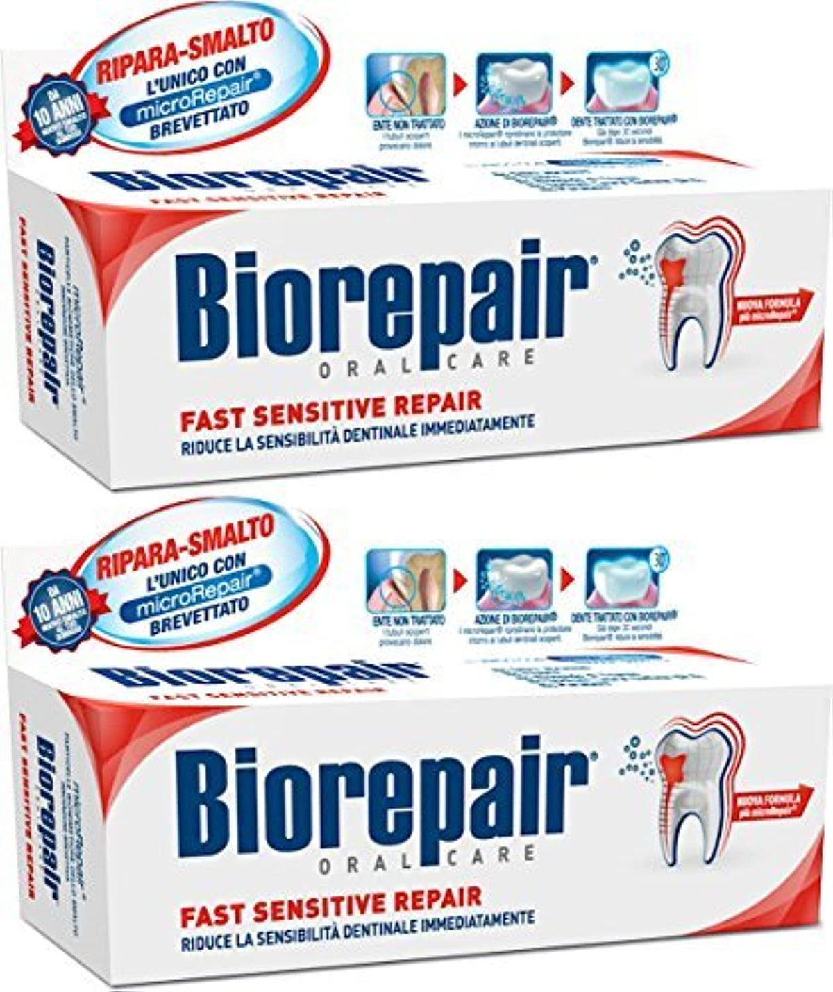 Biorepair enamel repair toothpaste with microRepair – 2x75ml tubes