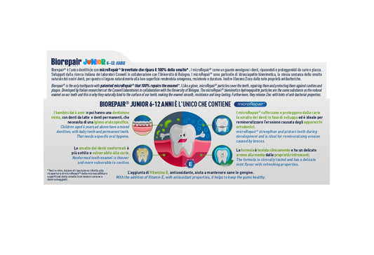 Front view of fluoride-free Biorepair Junior packaging