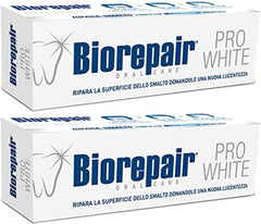 Front view of Biorepair Pro White toothpaste tubes (2 x 75ml)