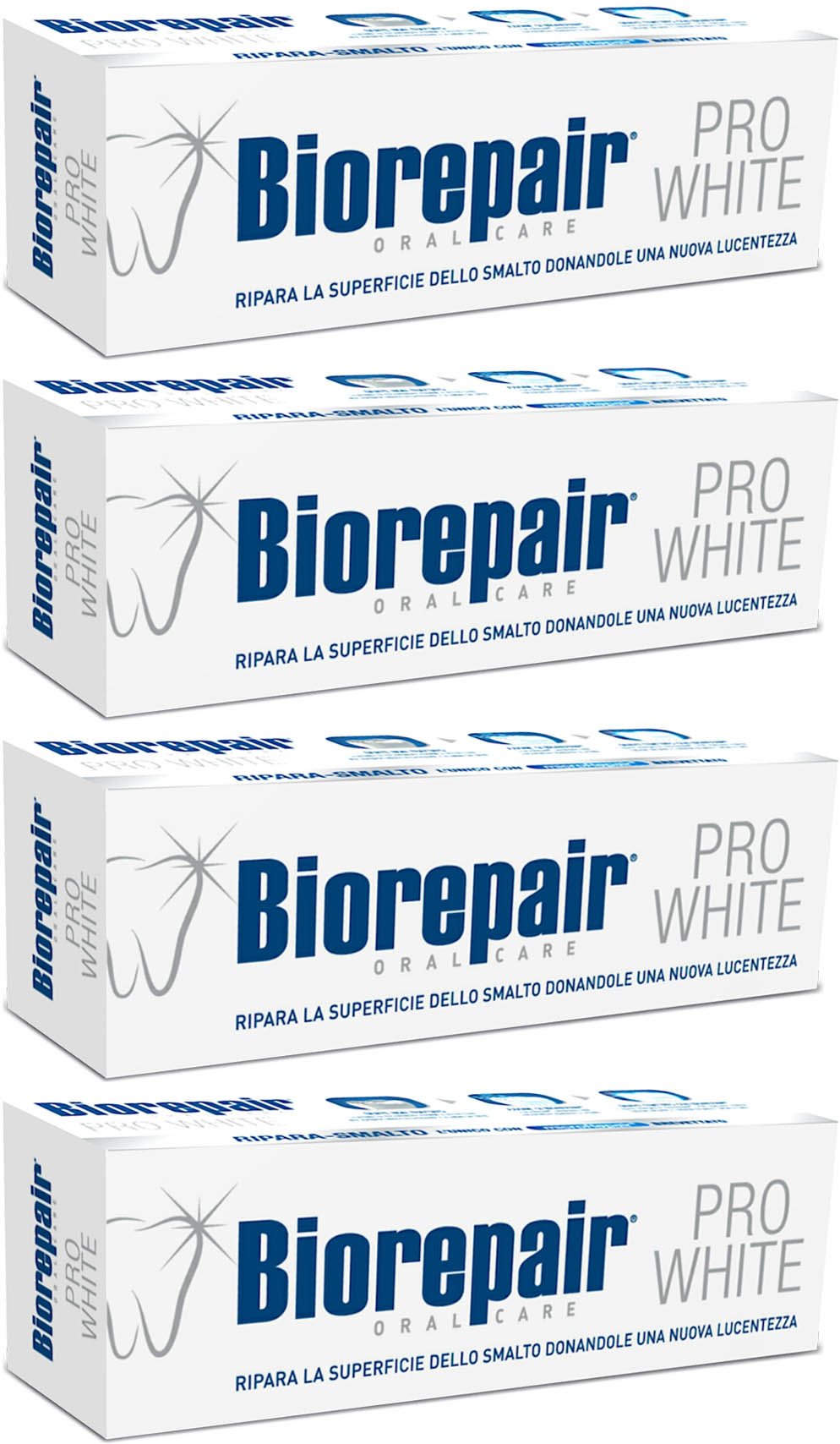 Biorepair Pro White Whitening Toothpaste 75ml tubes in pack of 4
