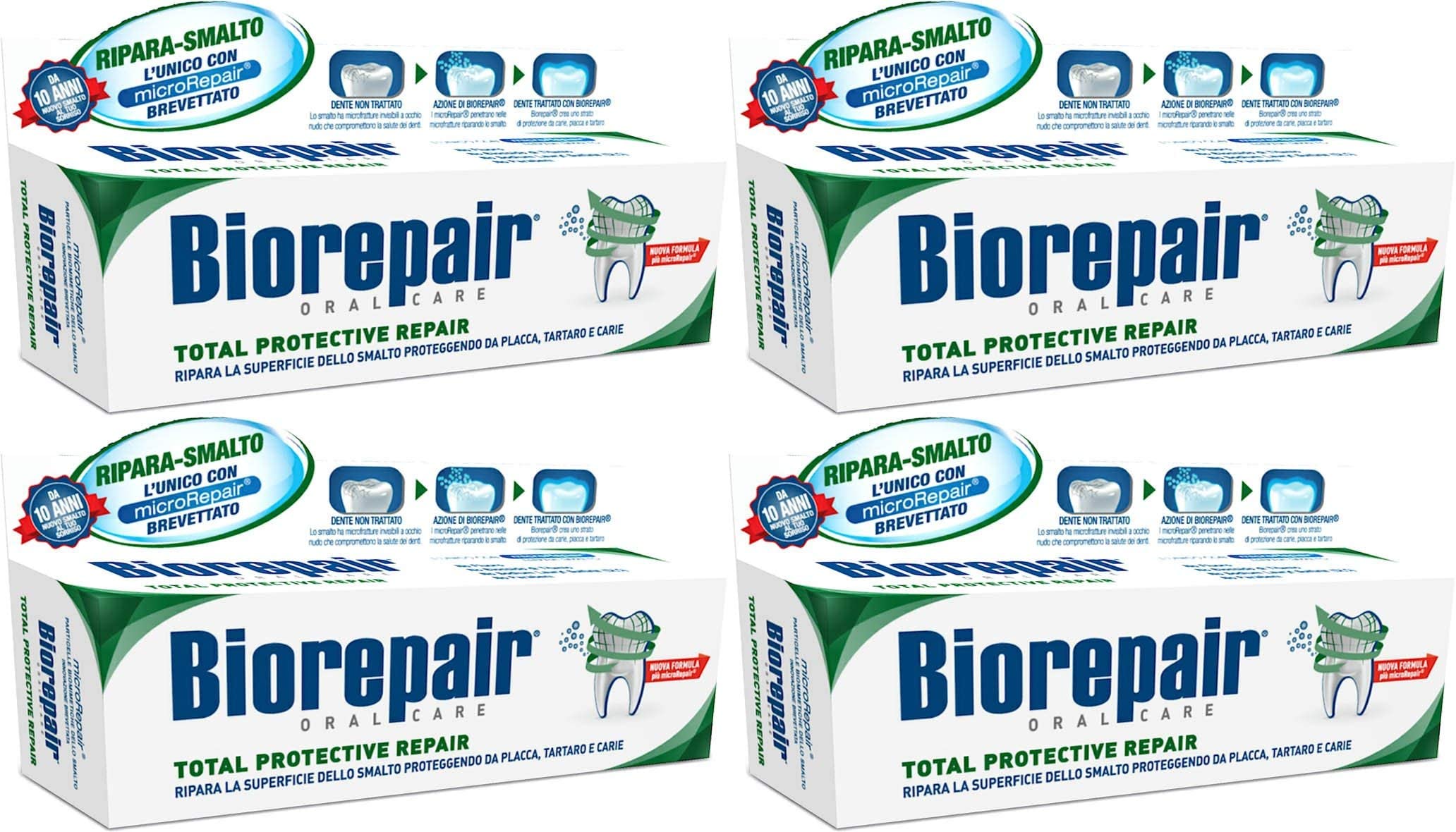 Biorepair enamel repair toothpaste 75ml tubes 4-pack with Italian packaging
