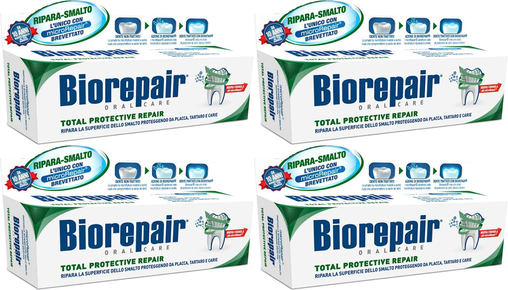 Biorepair enamel repair toothpaste 75ml tubes 4-pack with Italian packaging