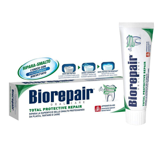 Biorepair Total Protective Repair toothpaste front view in 75ml tube