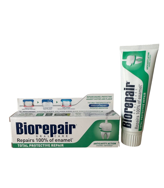 Biorepair toothpaste packaging and tube with microRepair