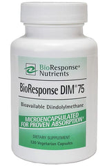BioResponse DIM 75-75mg 120 capsules bottle with BR-DIM microencapsulated formula