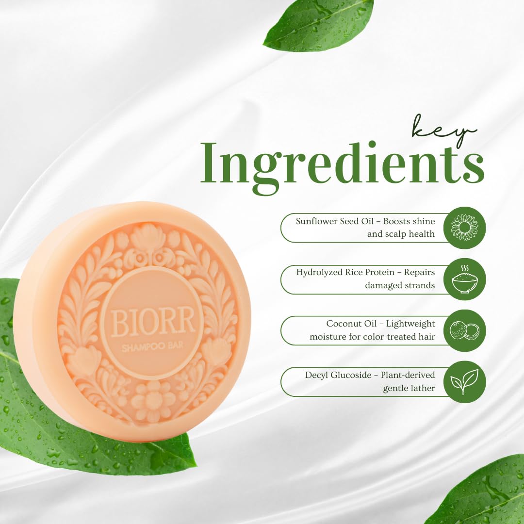 Plastic-free solid BIORR shampoo bar on display