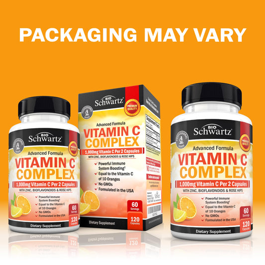 Side view of BioSchwartz Vitamin C Complex bottle