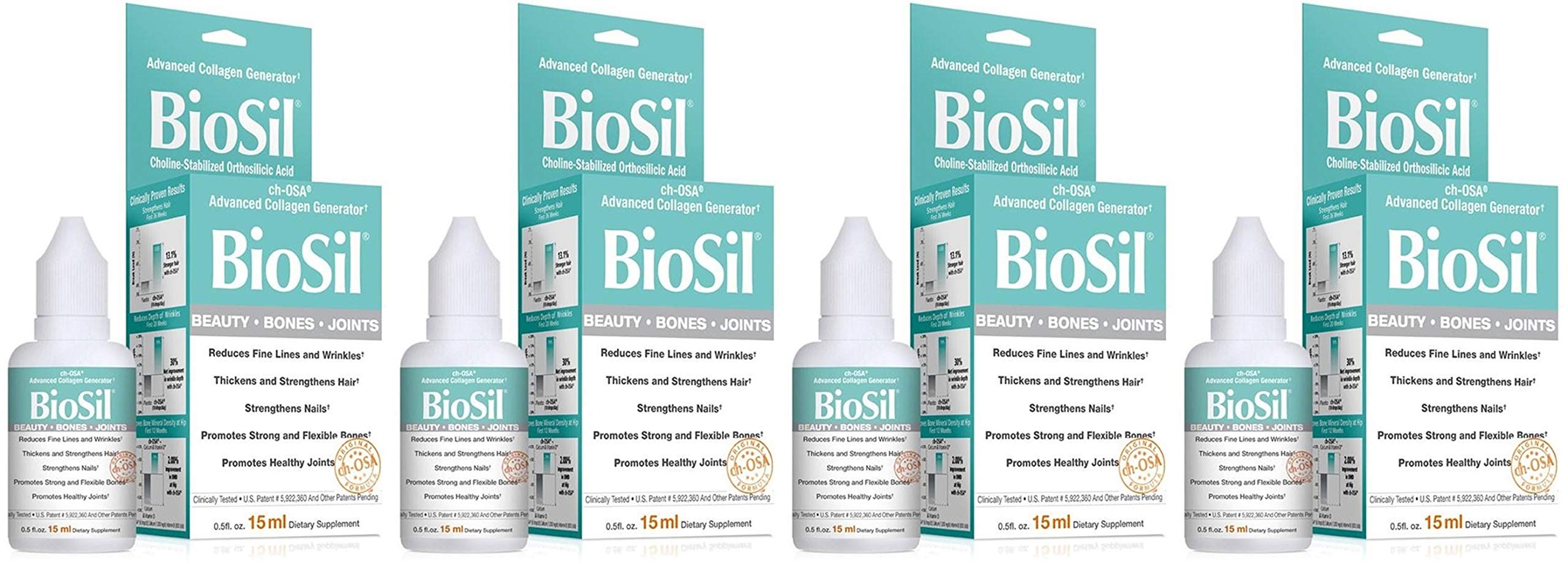 BioSil Beauty Bones & Joints Liquid bottle 0.5 oz (Pack of 4)
