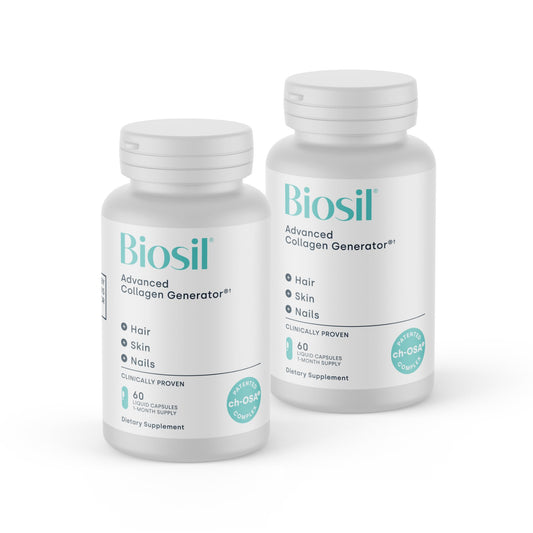Biosil Collagen Booster supplement bottle with 60 liquid capsules - pack of 2