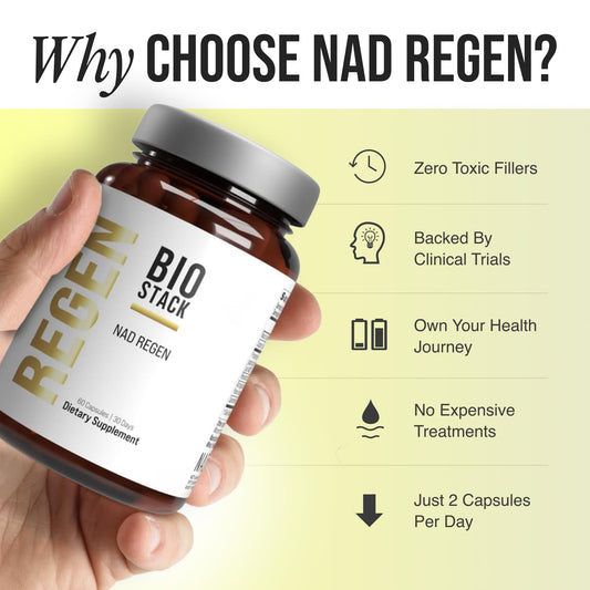 Close-up of the NAD Regen bottle cap with product label