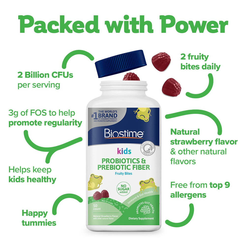Prebiotic chicory root fiber 3g in Biostime gummies