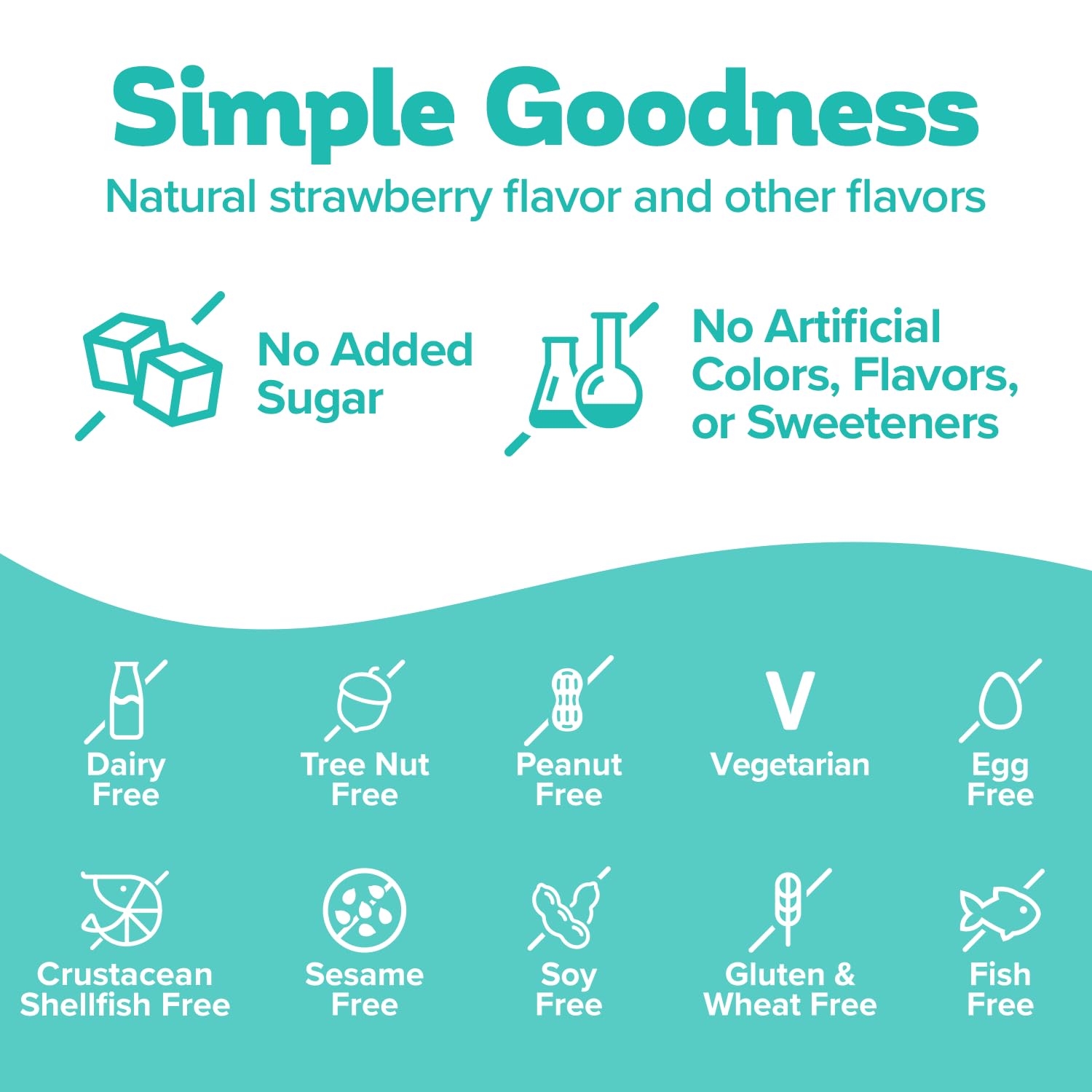 Packaging noting free from Top 9 allergens for kids