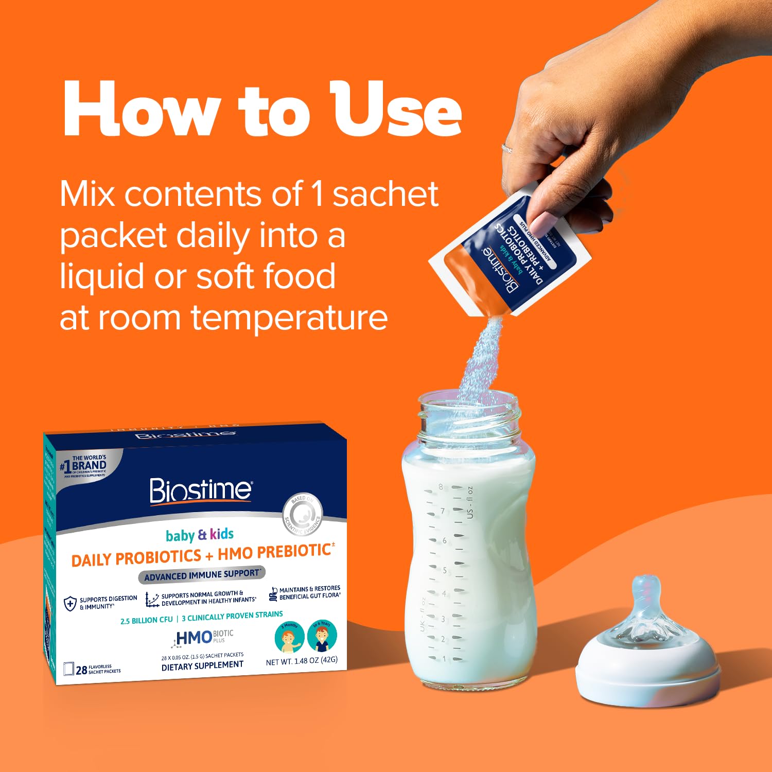 Dosage directions and serving size on packet