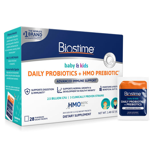 Front view of Biostime Baby Probiotic for Kids 28 powder packets
