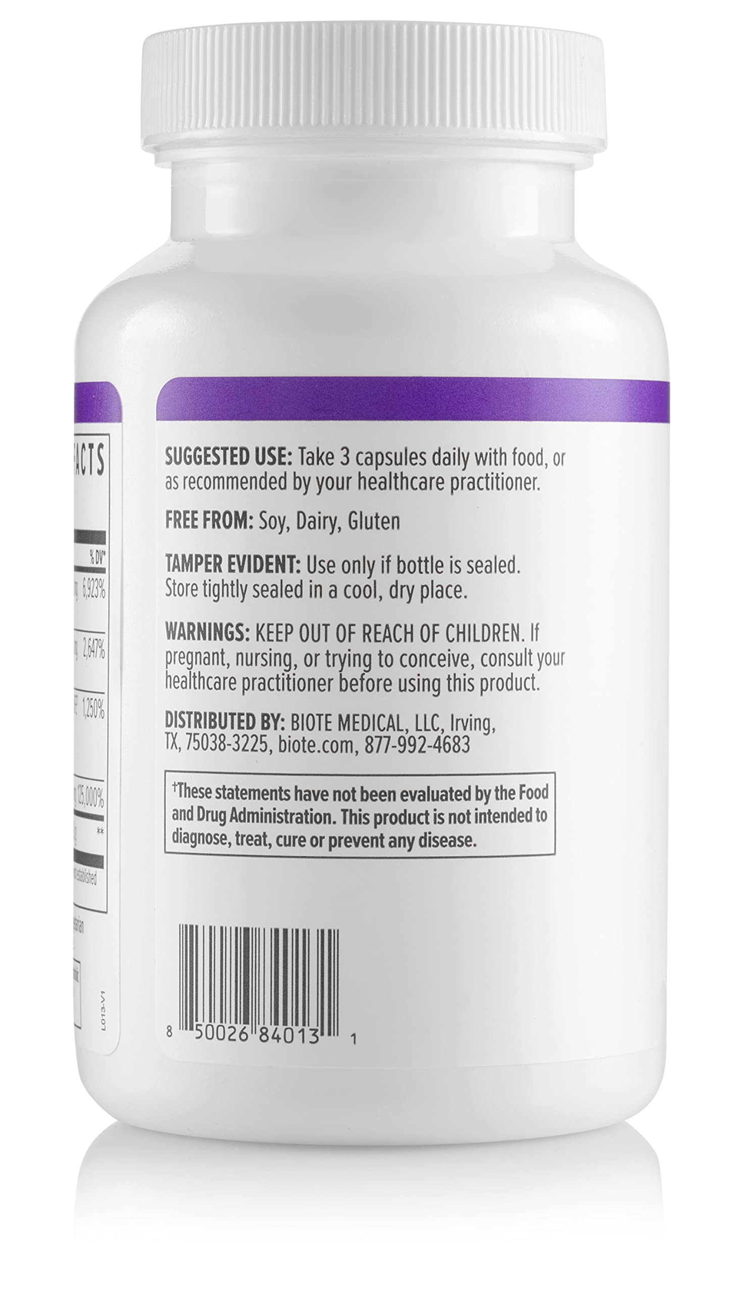 Nutrition facts panel for Methyl Factors+