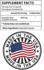 Corydalis Yan hu suo root extract capsules, 120 count bottle