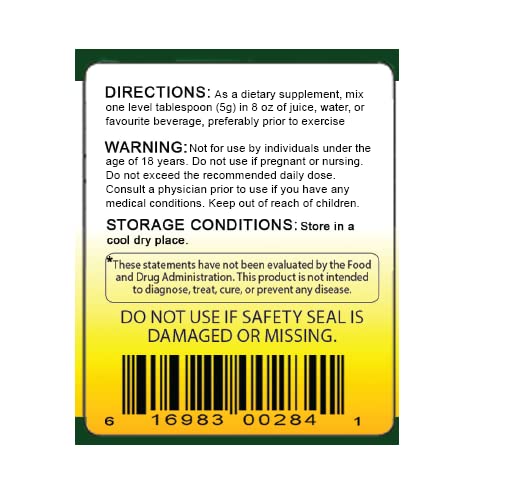 Creatine 60 label with serving information