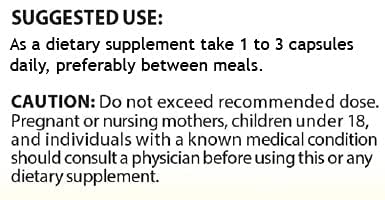 Back label showing supplement facts of L-Tyrosine bottle