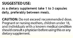Back label showing supplement facts of L-Tyrosine bottle
