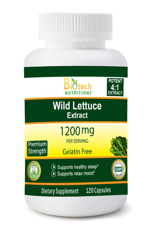 Biotech Nutritions Wild Lettuce Extract 1200 mg - 120 vegetable capsules