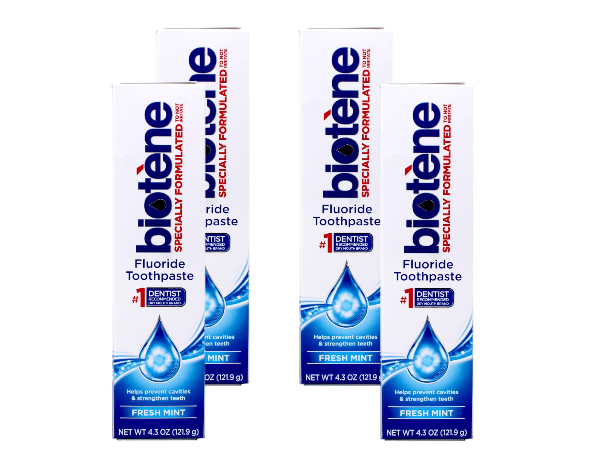 Biotene Dry Mouth Toothpaste Fresh Mint Original pack of 4 boxes