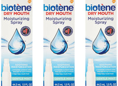 Biotene Gentle Mint Mouth Spray front view with pack of 3