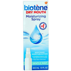 Front view of Biotene moisturizing mouth spray 1.5 oz pack of 12