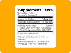 Close-up of Biotest D Fix vitamin D3 softgels