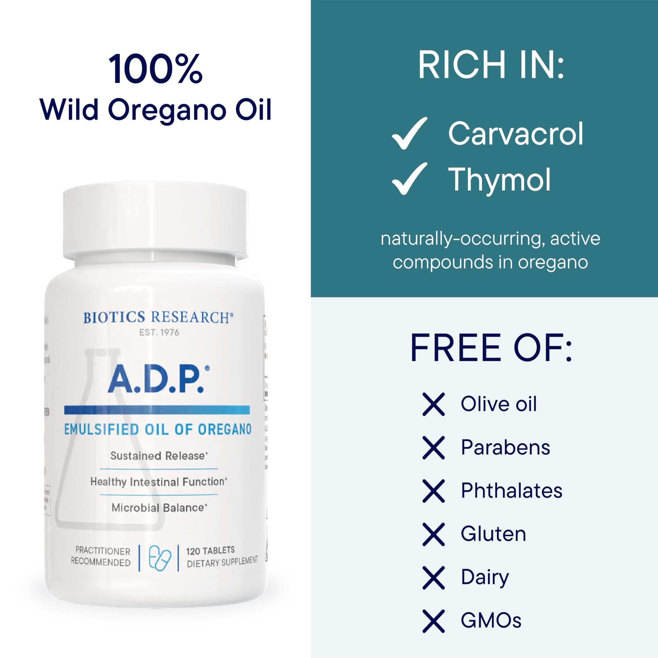 Bottle label highlighting patented formula and non-GMO