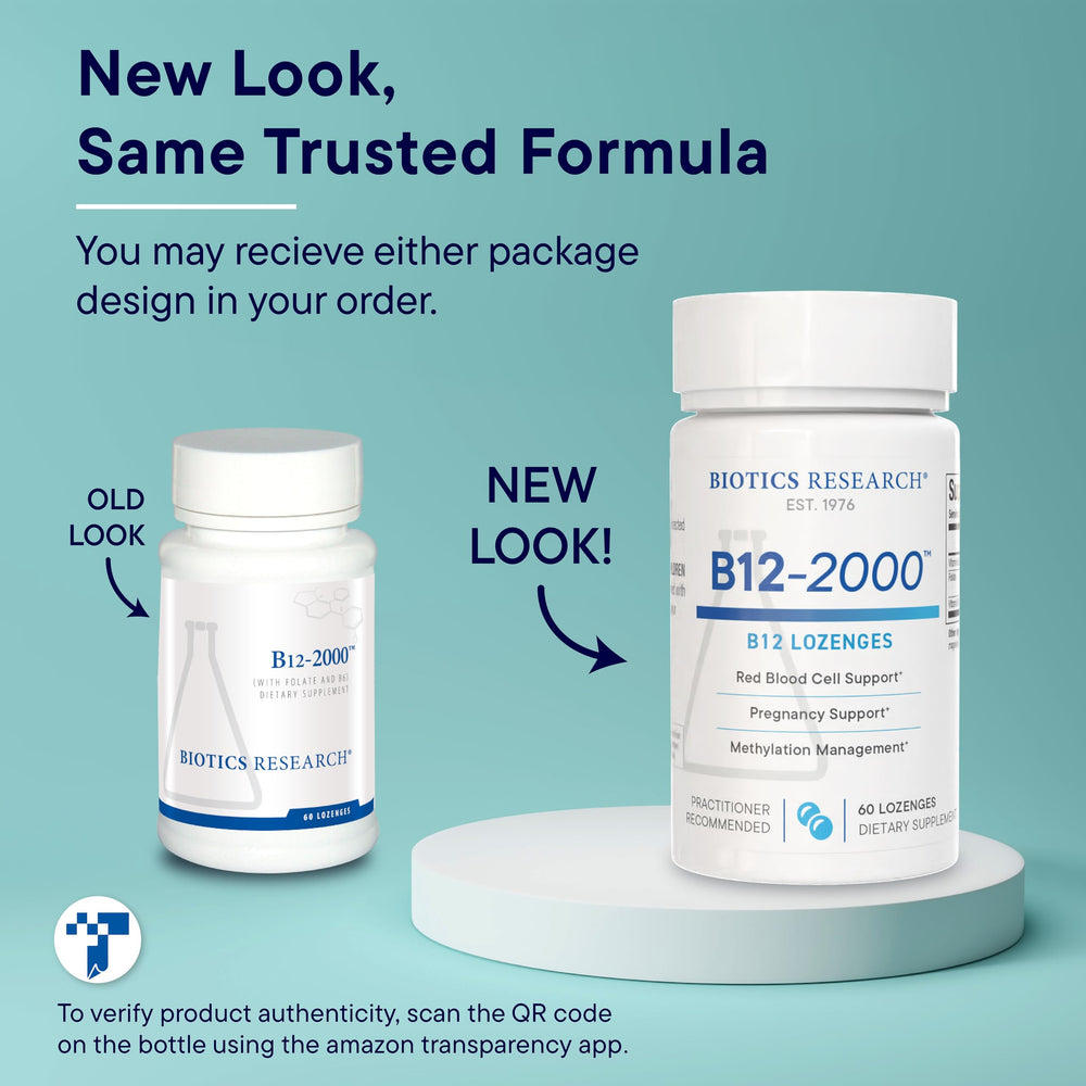 Gluten-free label on Biotics B12-2000 lozenges
